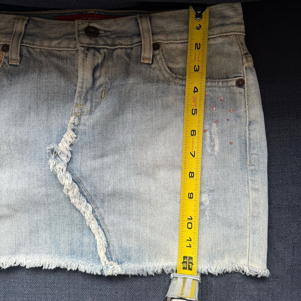Vintage Y2K Guess Women's light Blue Denim mini Skirt size 24 - Picture 13 of 16
